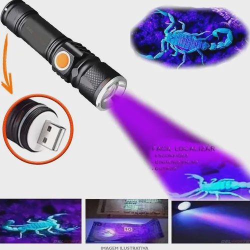 Lanterna Ultra Violeta Usb Led Potente Luz Negra Uv Nota Falsa E