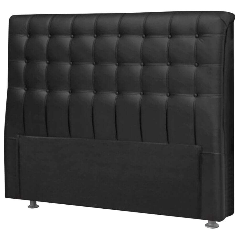 Cabeceira Estofada Dama Para Cama Box De Casal Courino Preto 140cm