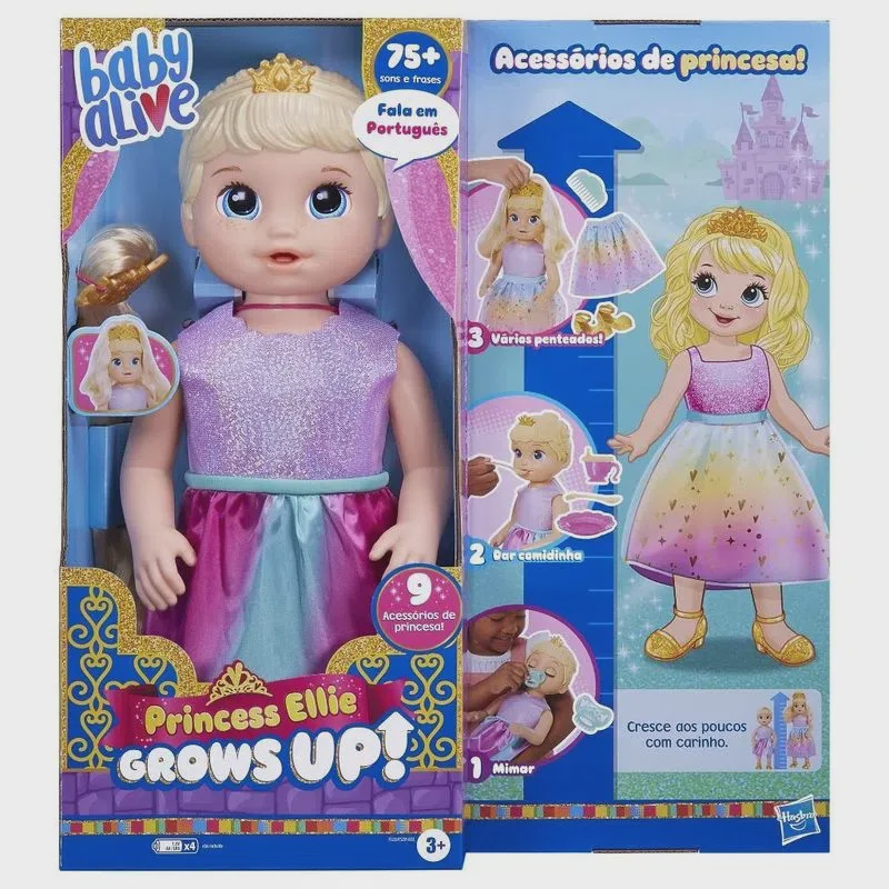 Boneca Baby Alive Princesa Ellie Grows Up Loira Cresce C Carinho 75