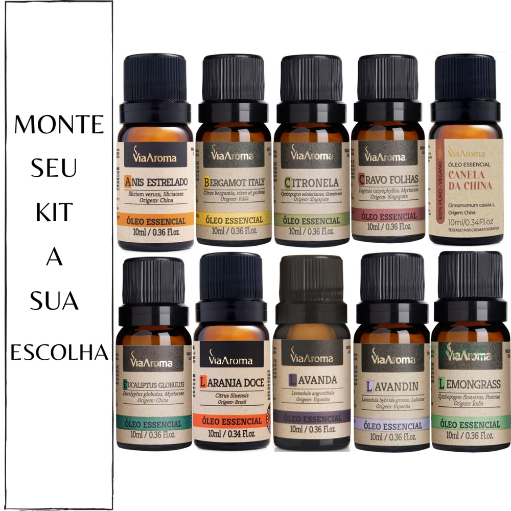 Kit Leos Essenciais Via Aroma Para Aromaterapia Puros E Naturais