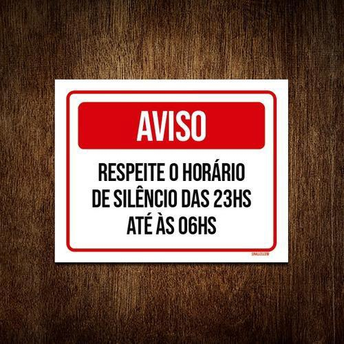 Kit 3 Placa Sinalização Aviso Respeite Horário De Silêncio no Shoptime