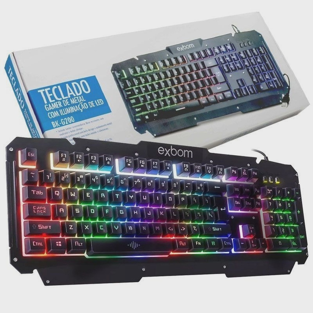 Teclado Semi Mecânico Gamer Profissional USB Abnt2 Iluminado Led Metal