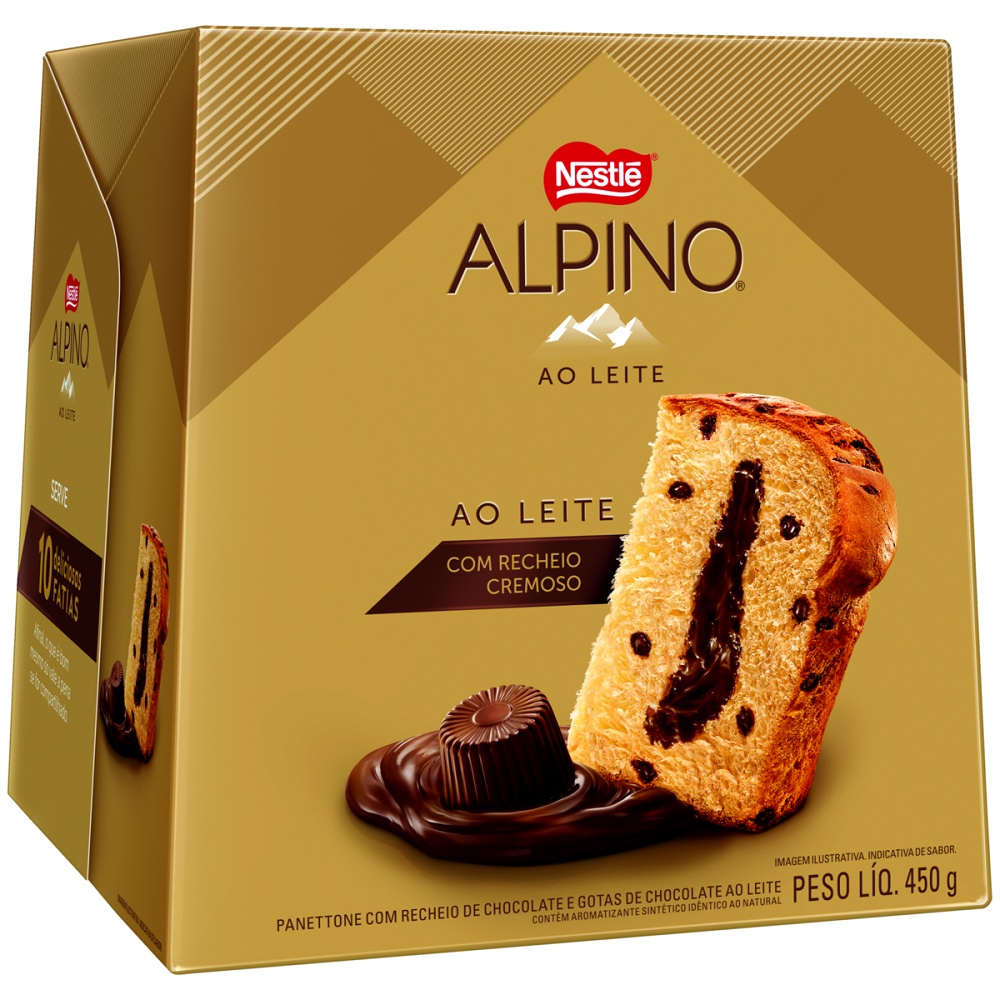 Panettone gotas E recheio cremoso chocolate alpino nestlé caixa