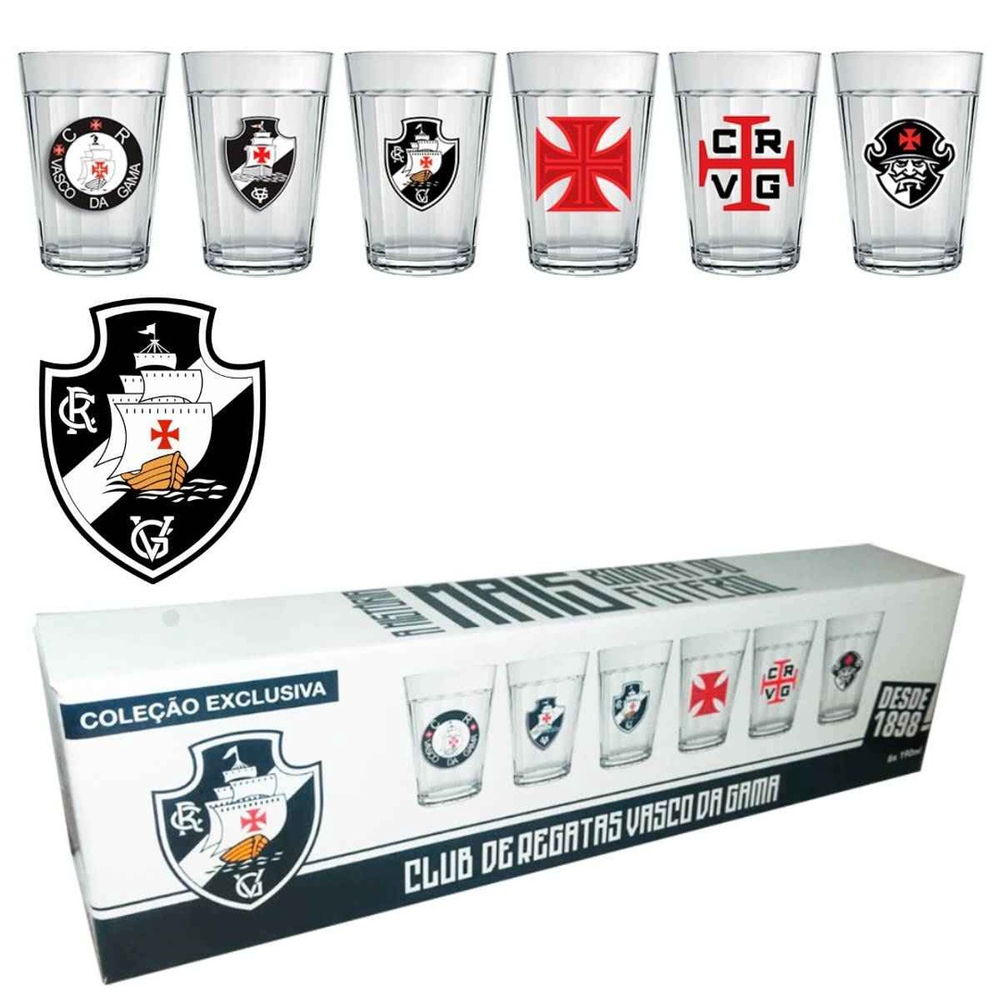 Jogo Copos Vasco Da Gama Nadir Figueiredo Americano Vidro Ml Kit