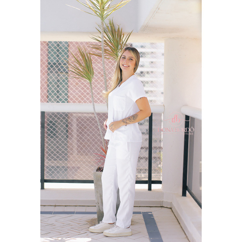 Pijama Cirurgico Unissex Dona Bordo Uniforme Branco 10 em Promoção na