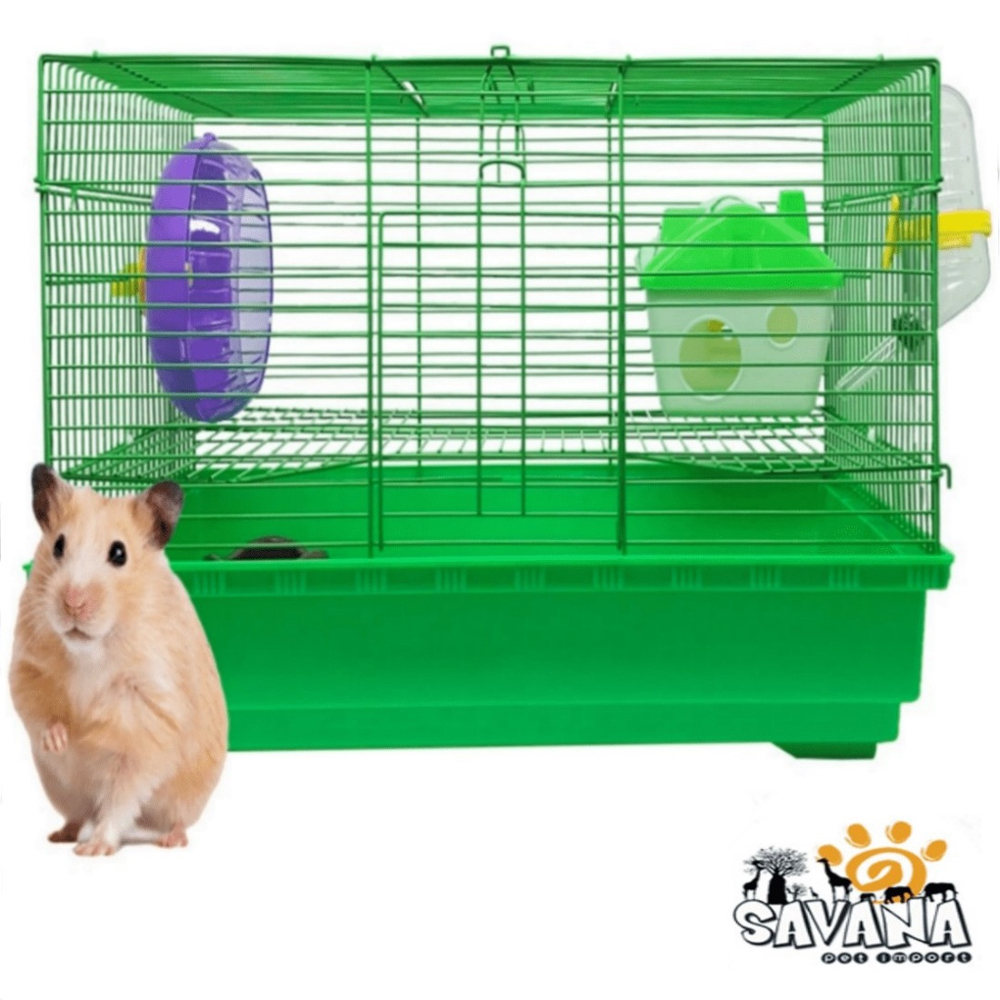 Gaiola Para Hamster Andares Verde Roda E Casinha Savana Pet Na