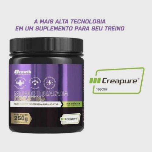 Creatina Creapure 250g Suplemento Em Pó Growth Supplements Original