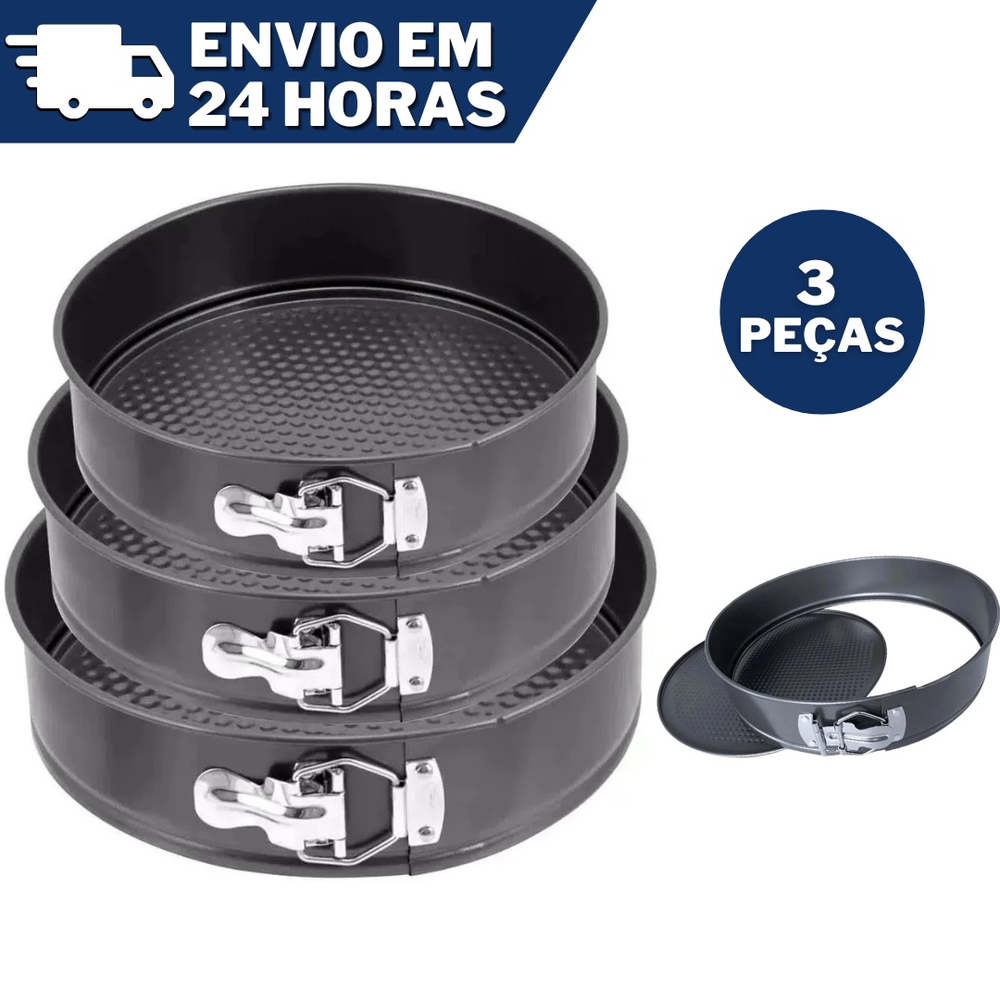 Kit Formas Bolo Torta Fundo Remov Vel Antiaderente Redonda No Shoptime