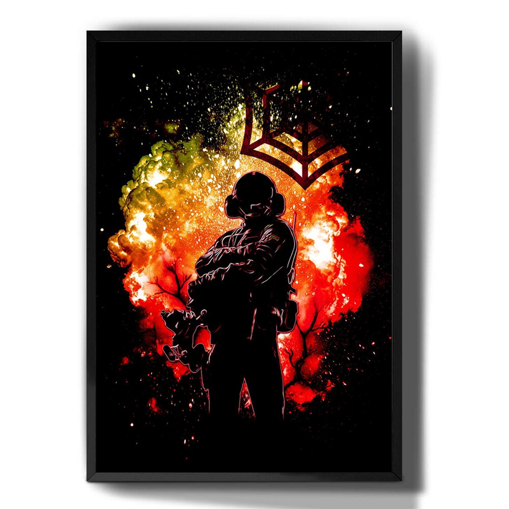 Quadro Decorativo Emoldurado Jager Rainbow Six Siege Jogo Arte Para