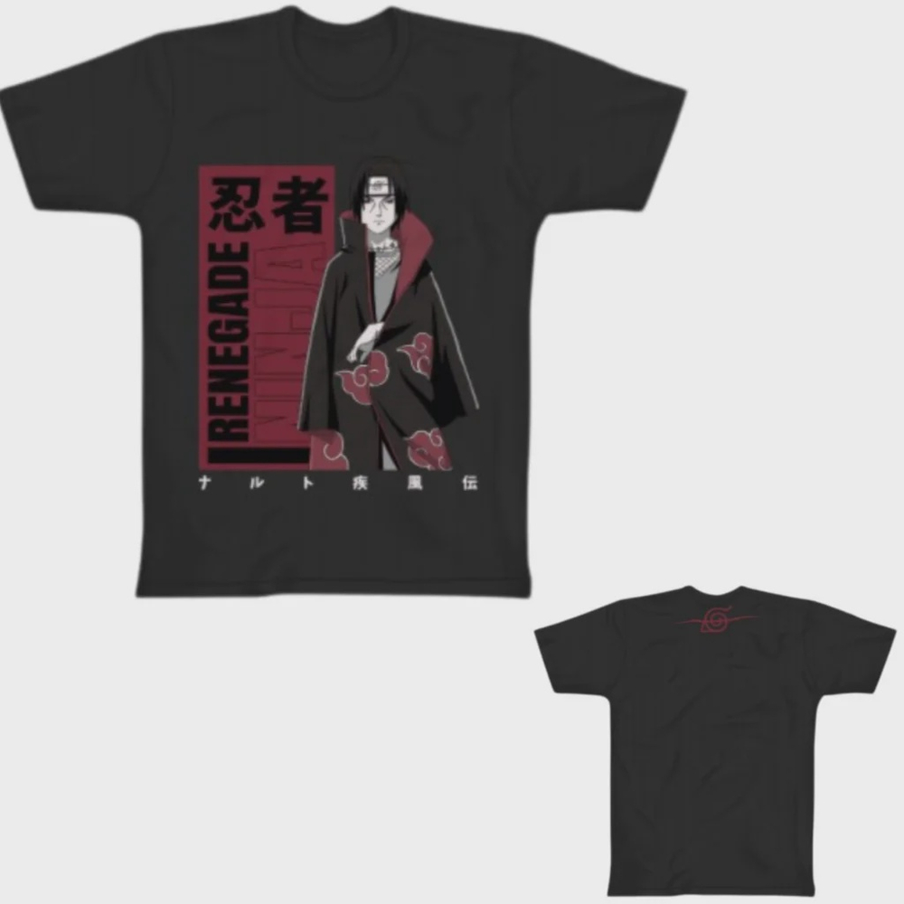 Camiseta Itachi Uchiha Preta Unissex Adulto 100 Algodão Oficial Naruto