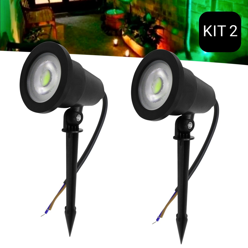 Kit Lumin Ria Espeto Jardim L Mpada Cob Led W Verde No Shoptime