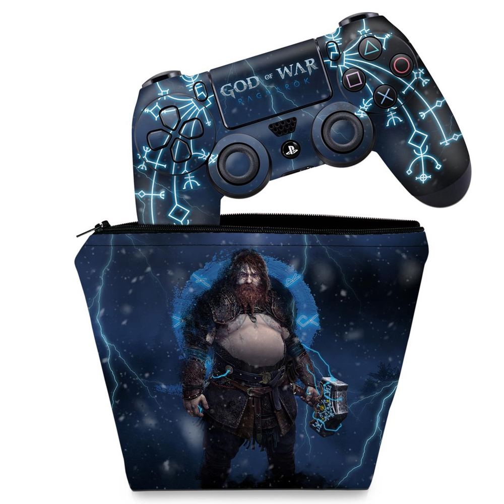 Capa Case E Skin Adesivo PS4 Controle God Of War Ragnarok B Submarino