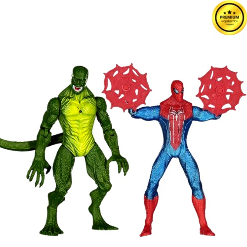 Kit 2 Bonecos Marvel Homem Lagarto Homem Aranha Escudo Vermelho Teia