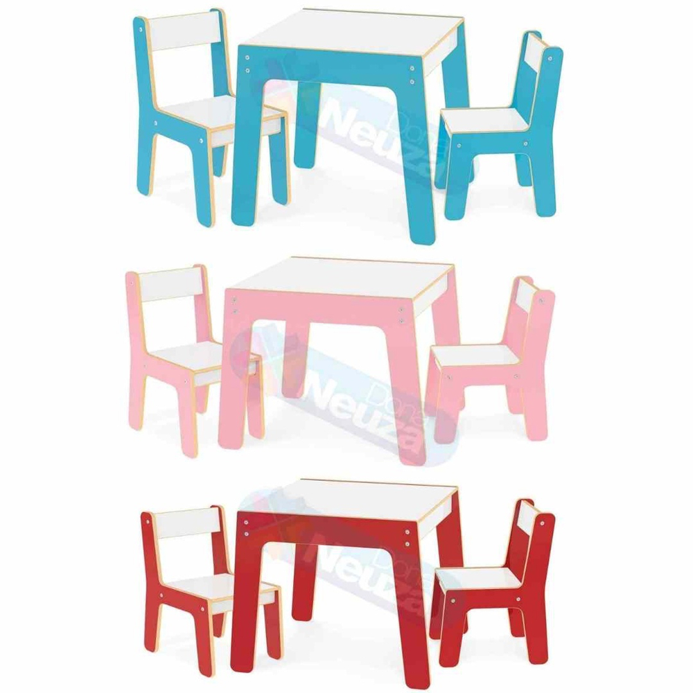 Conjunto Mesa Mesinha Infantil De Madeira 2 Cadeiras Cadeirinhas