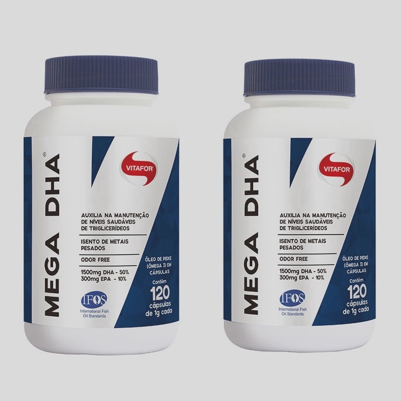 Kit 2 X Mega Dha 1000mg 120 Capsulas Vitafor Submarino