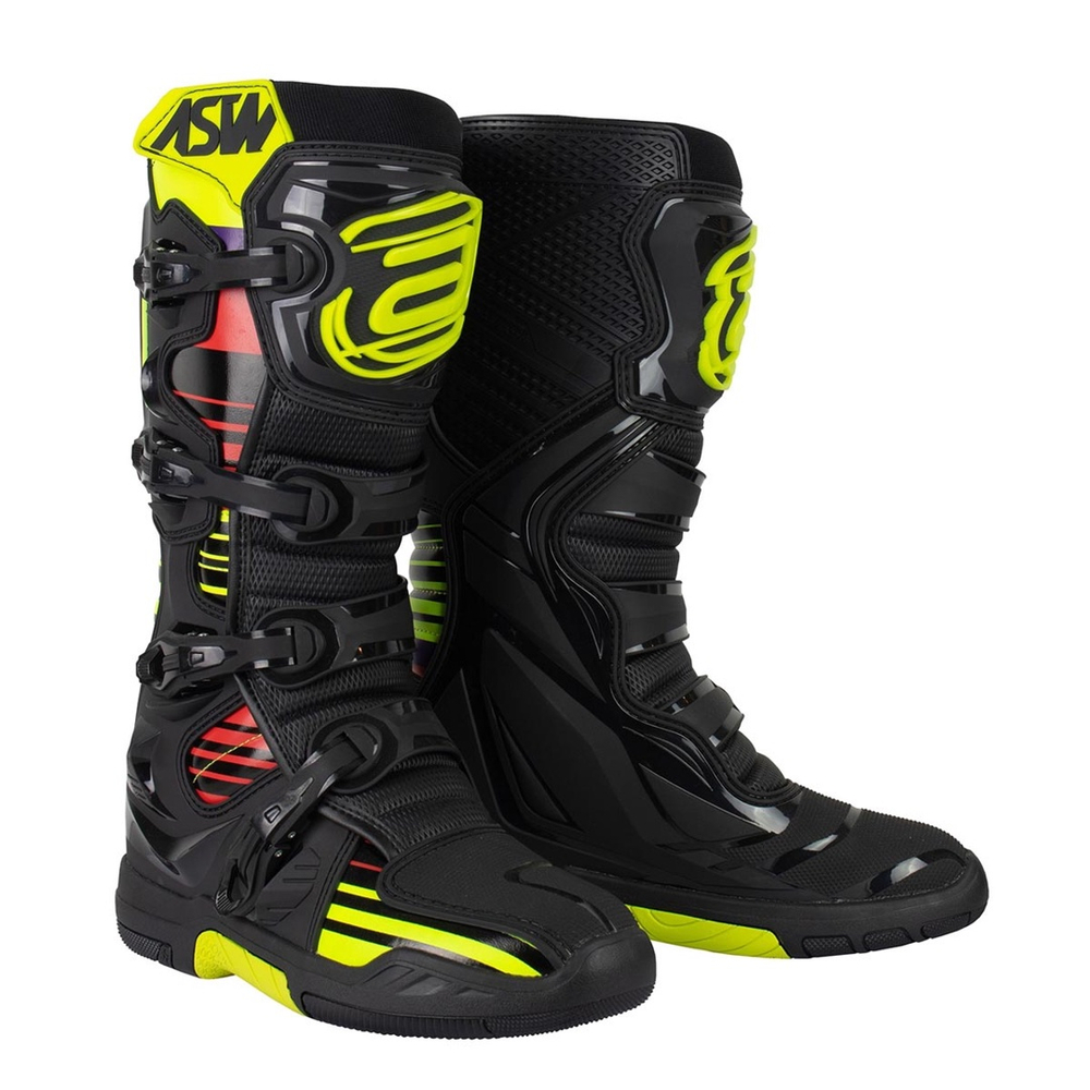 Bota Asw Elevate Preto Amarelo Fluor Vermelho Submarino