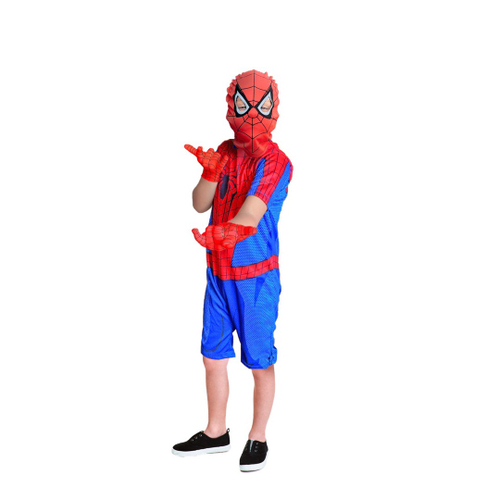 Fantasia Infantil Homem Aranha Mascara Tecido Par De Luvas M