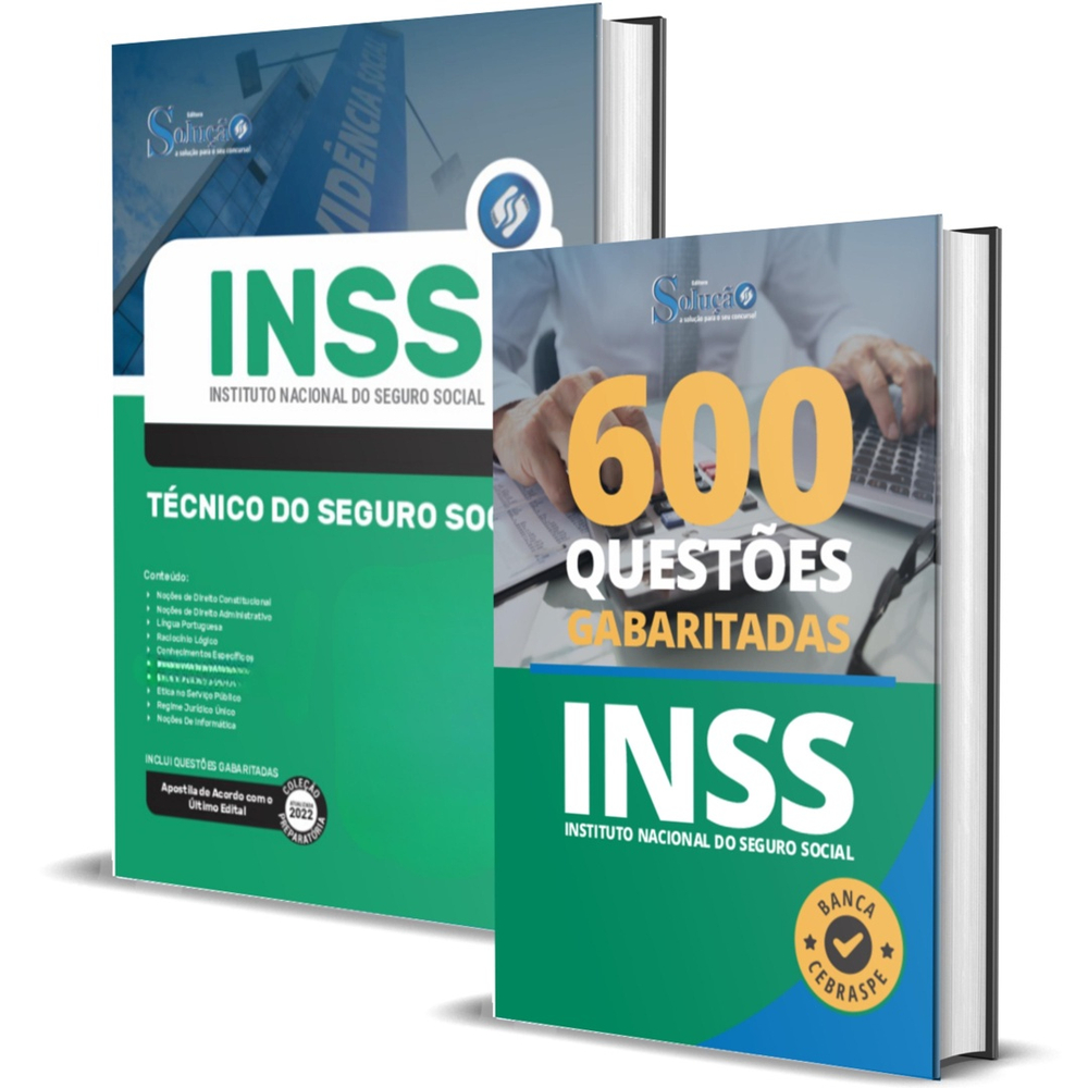 Kit inss Apostila 600 Questões Técnico do Seguro Social Ed Solução