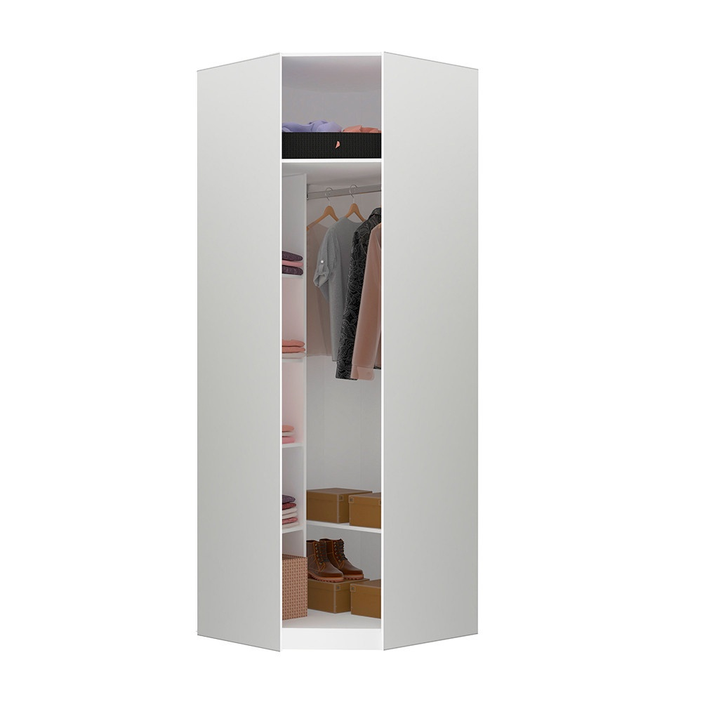 Guarda Roupa Closet Aberto Canto Diagonal Prateleiras Cabideiro