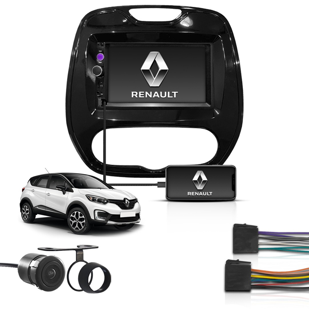 Kit Central Multimidia 2 Din Mp5 Bt Espelha Renault Captur Submarino