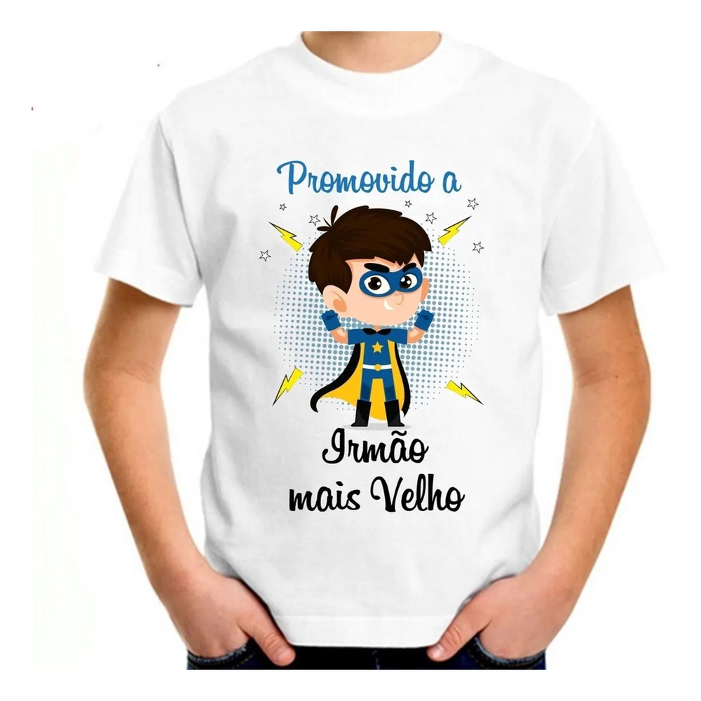 Camiseta Branca Infantil Promovido A Irmão Mais Velho Submarino