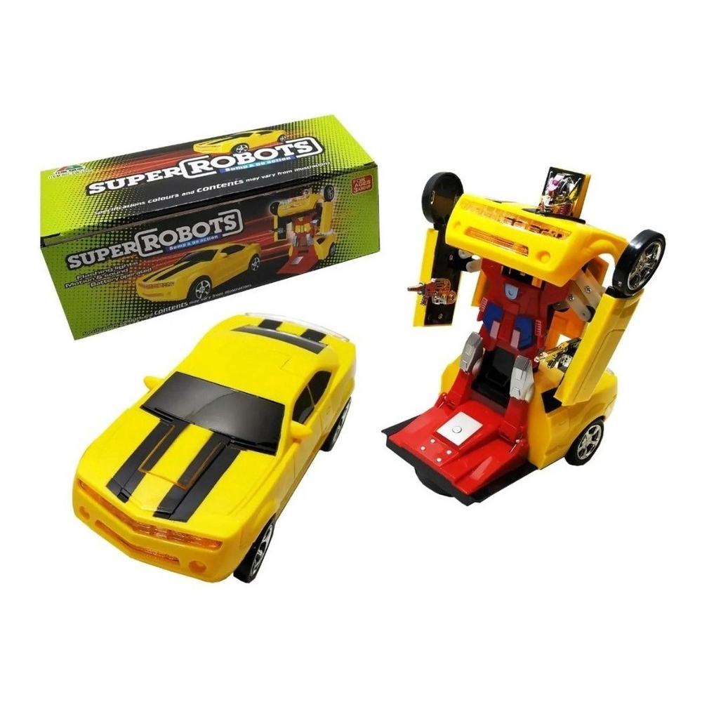 Carro Vira Rob Luz Som Transformers Carro Amarelo Submarino