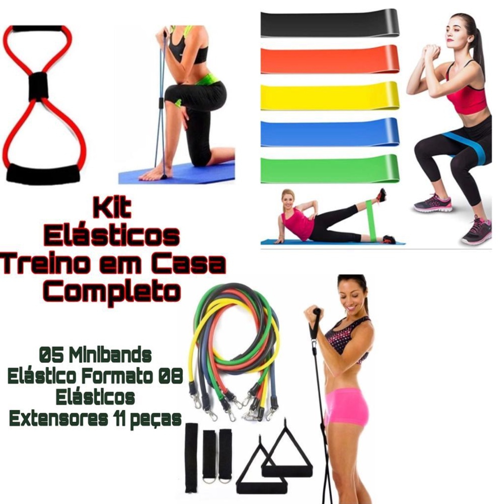 Kit Elásticos para Treino de Força e Flexibilidade Minibands 5 Níveis