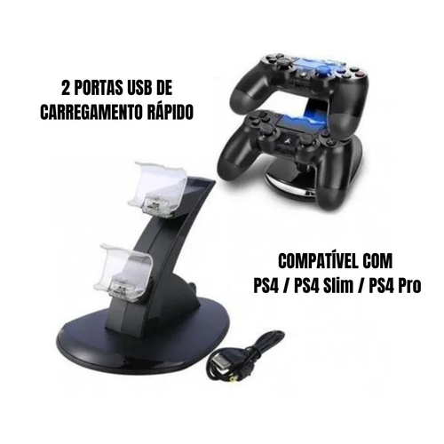 Kit Gamer Base Carregador Duplo Charge Controle Ps Playstation Em