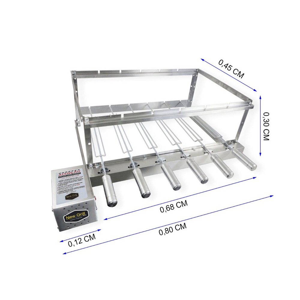 Gira Gril Churrasqueira Giratória Inox 6 Espetos Promoção no Shoptime