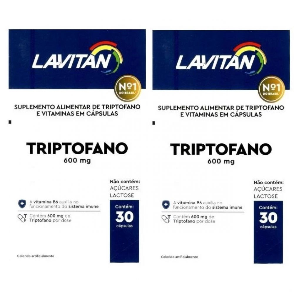 Kit 2 Lavitan Triptofano 600mg 30 Capsulas O Unico Submarino