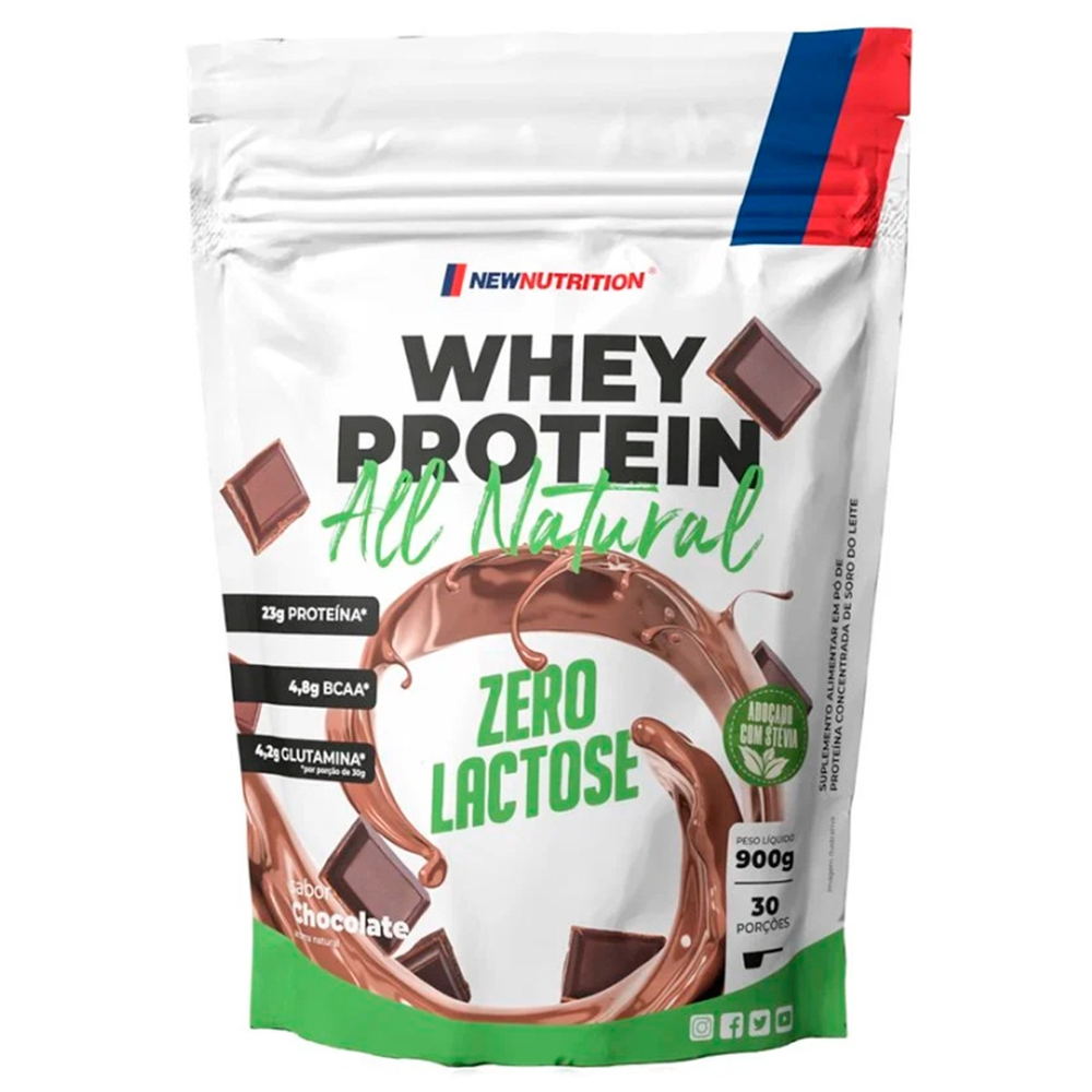 Whey Protein Zero Lactose All Natural 900g Chocolate New Nutrition No