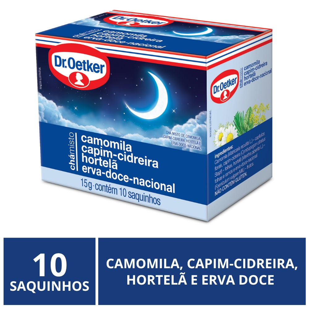 Chá Dr Oetker Camomila Capim Cidreira Hortelã Erva Doce no Shoptime