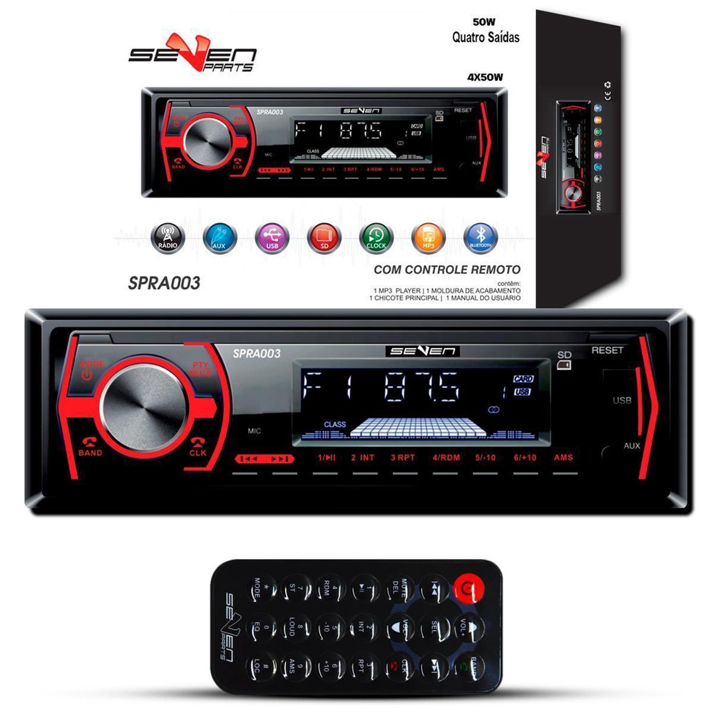 Auto Radio Automotivo Bluetooth Usb Sd Mp Player Som Carro No Shoptime