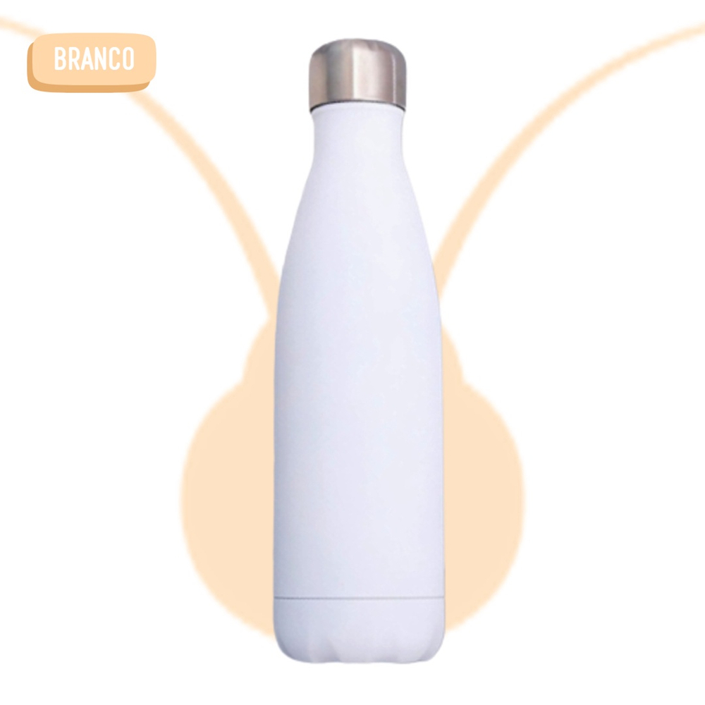 Garrafa Squeeze Água 500ml Aço Inox Fitness Academia Branco Submarino