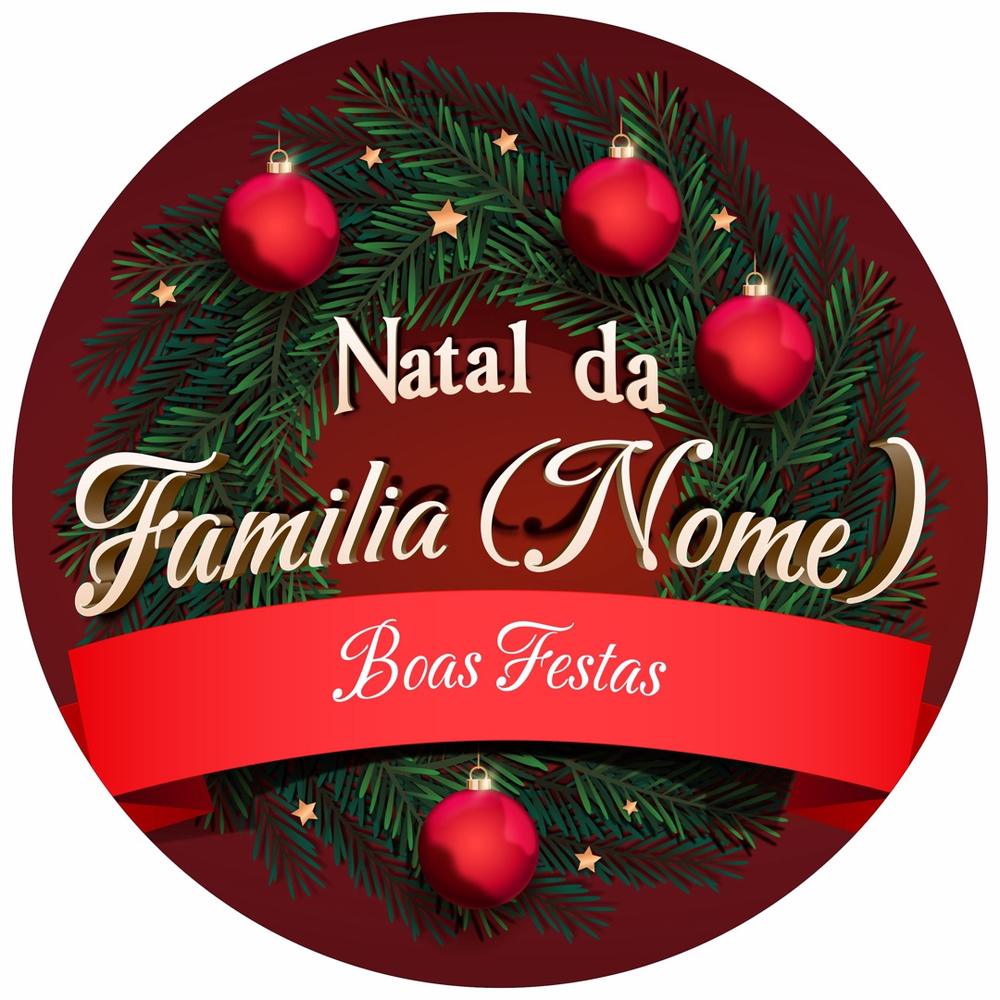 Painel De Lona Redondo Natal Da Familia Nome Boas Festas