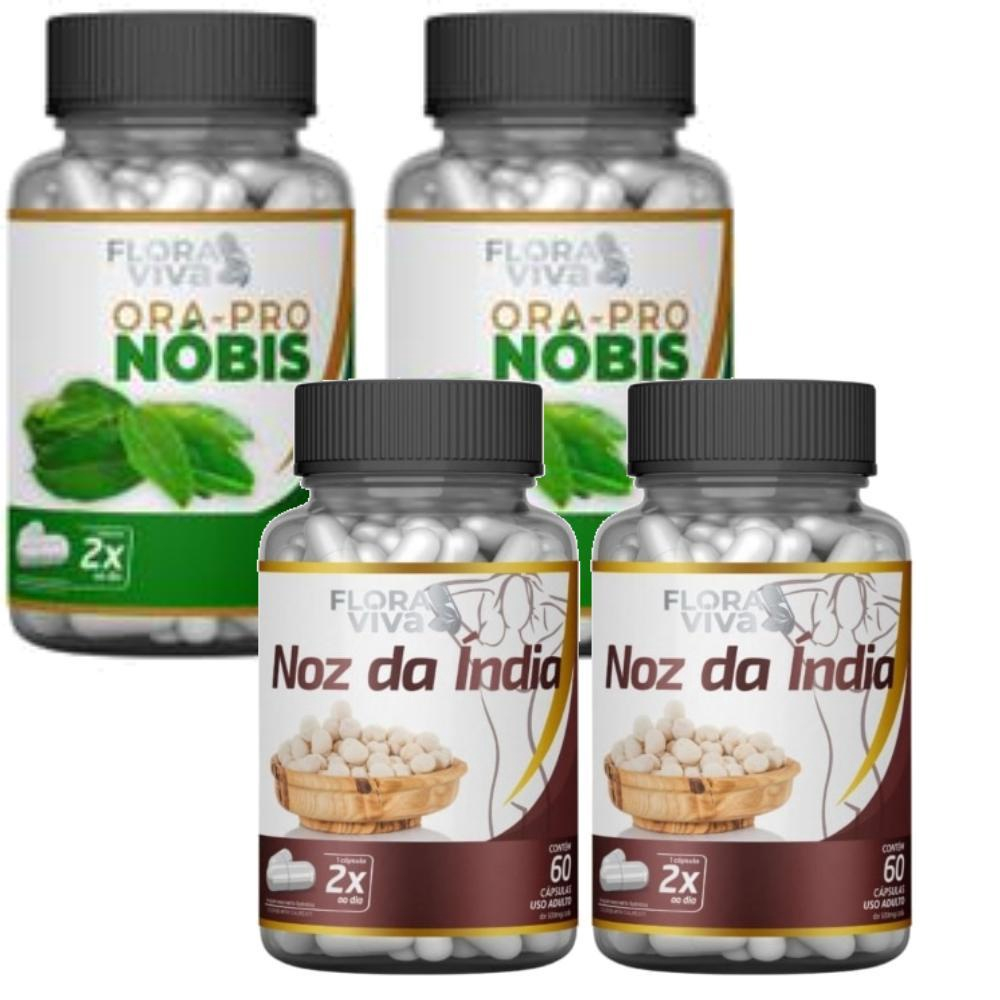 Ora Pro Nóbis Nóz Da Índia 500 Mg 60 Cáps 4 Potes no Shoptime