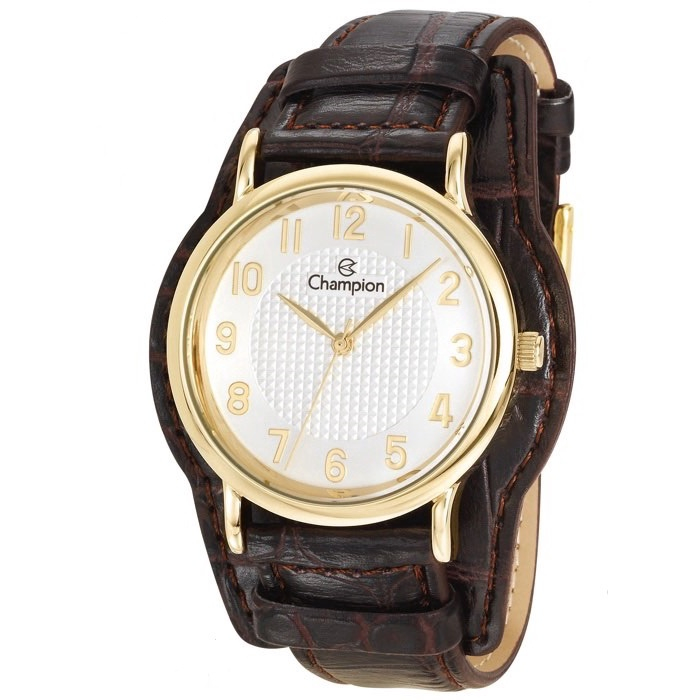 Relógio Champion Feminino Dourado Pulseira Couro Original nf no Shoptime