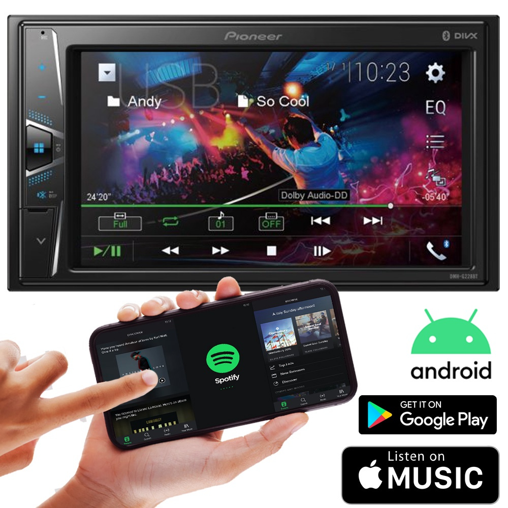 Central Multim Dia Pioneer Dmh G Bt Polegadas Android Bt Usb Em