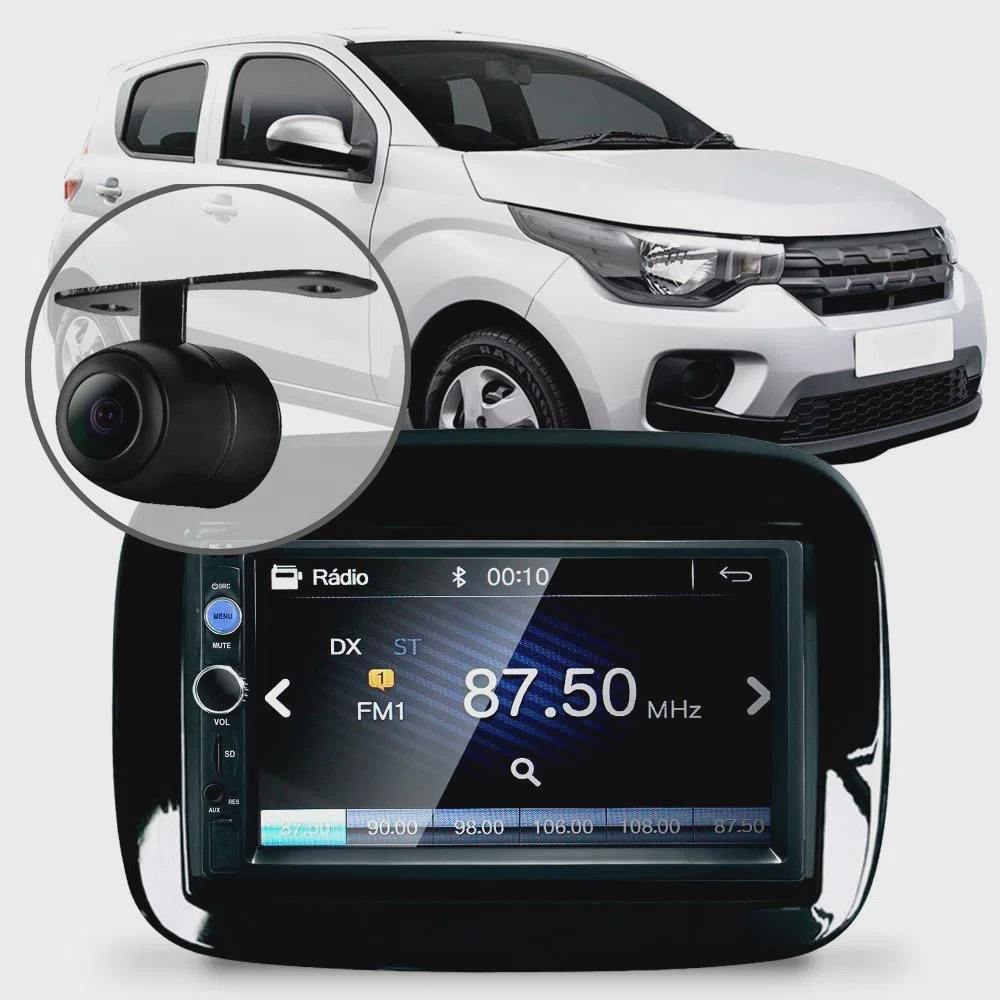 Central Multimídia Mp5 Fiat Mobi Pcd Câmera Bluetooth Espelhamento no