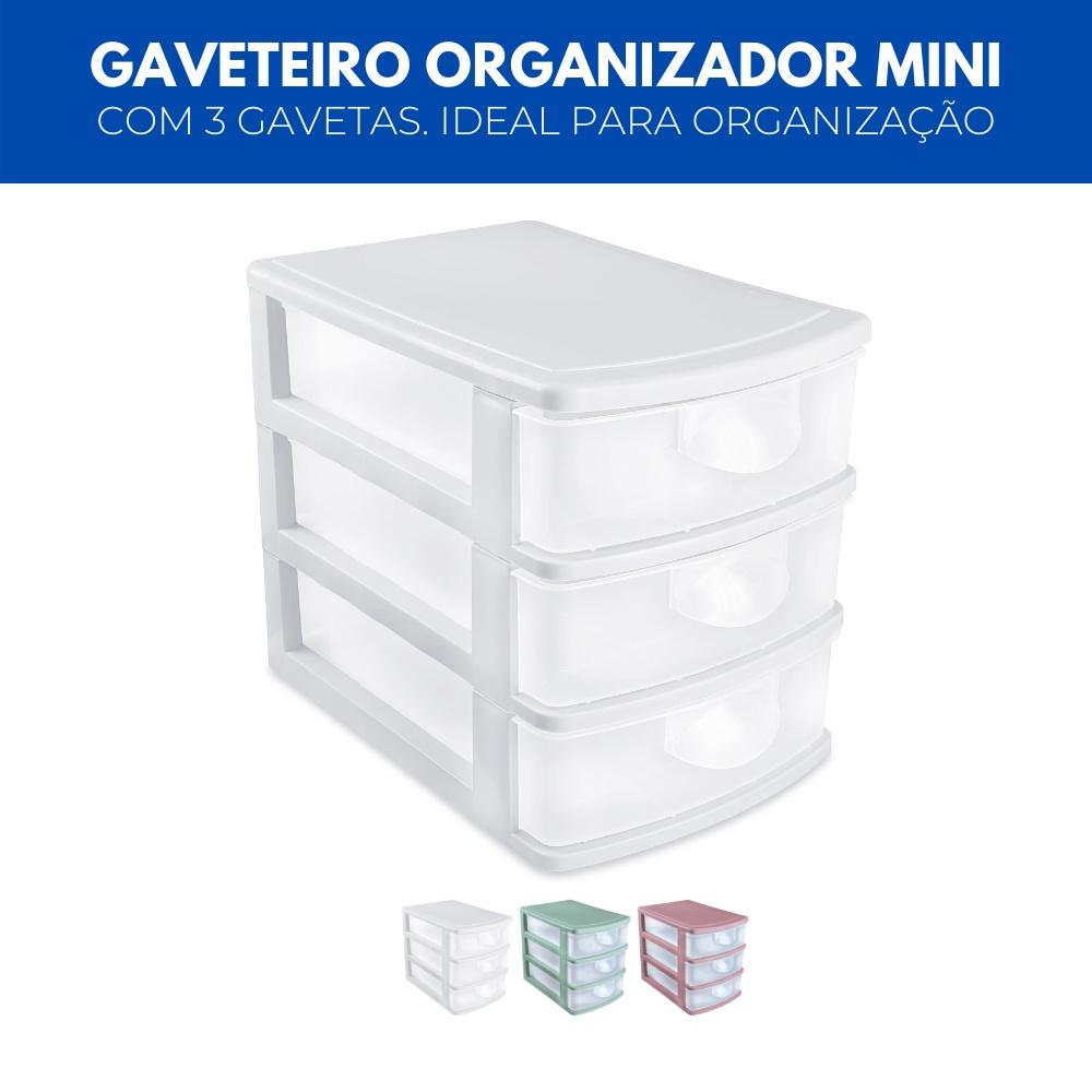 Mini Gaveteiro de Mesa Escritório Quarto Multiuso 3 Gavetas no Shoptime