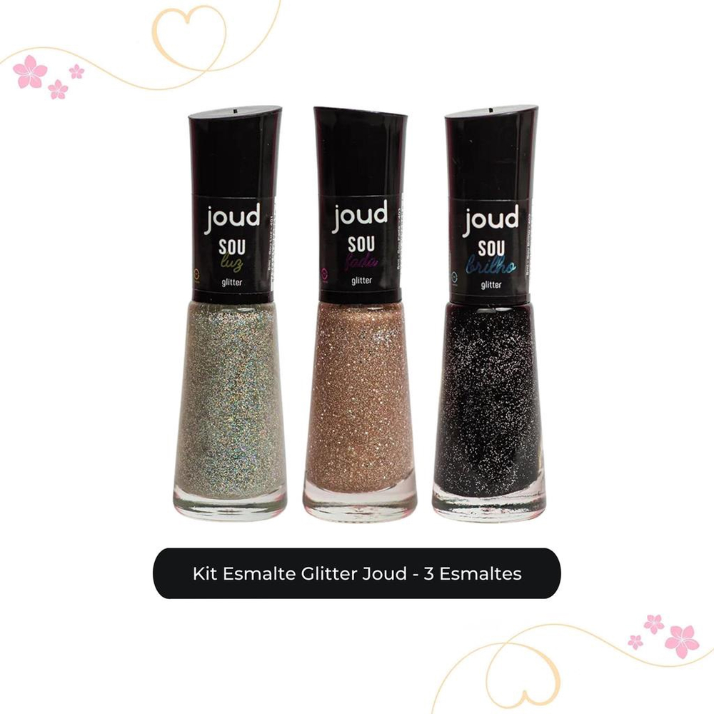 Kit Esmalte Glitter Joud 8ml Ultra Brilho 3 Cores em Promoção Ofertas