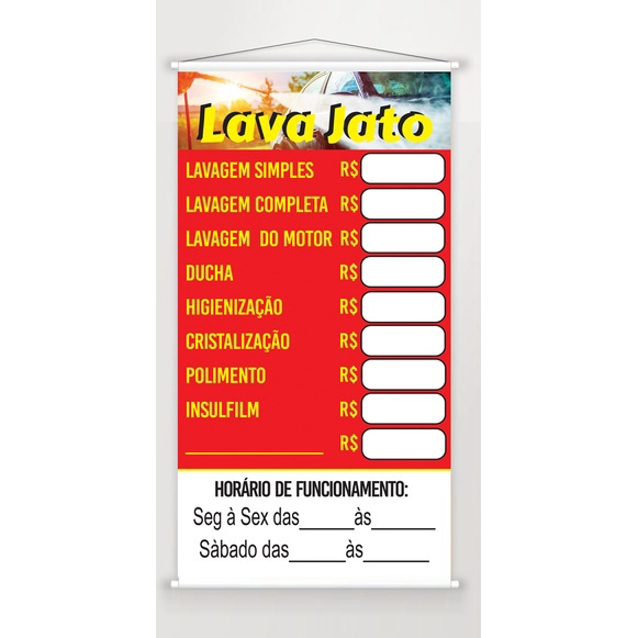 Banner Vermelho Tabela De Pre Os Lava Jato X Cm Em Promo O Na