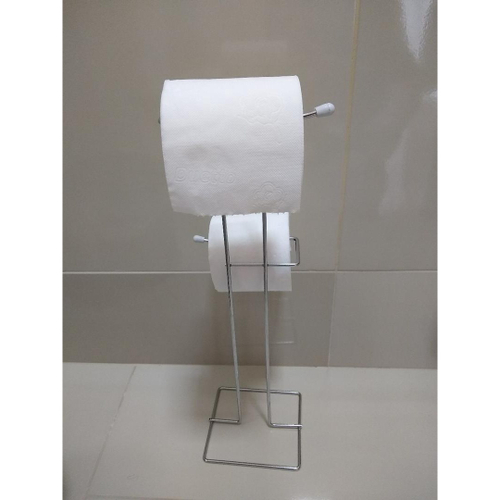 Suporte Porta Papel Higiênico de Chão Duplo Cromado em Promoção na