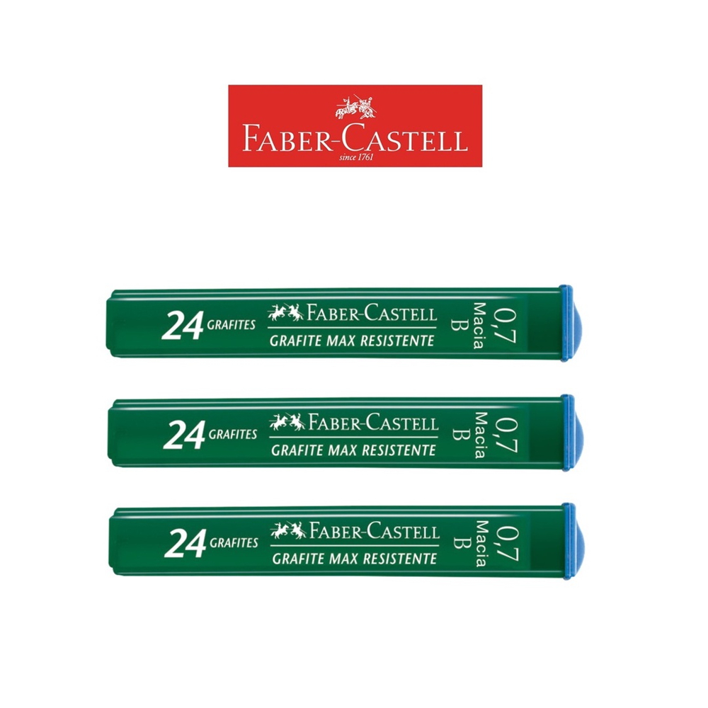 Grafite 0 7mm B Faber Castell 3 Estojos 24 Grafites Submarino