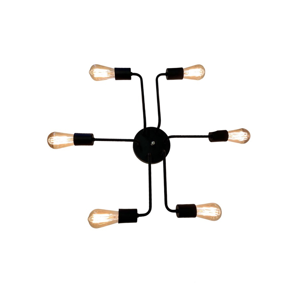 Lustre Sputnik Aranha 6 Braços Industrial Assimétrico Plafon Decoração