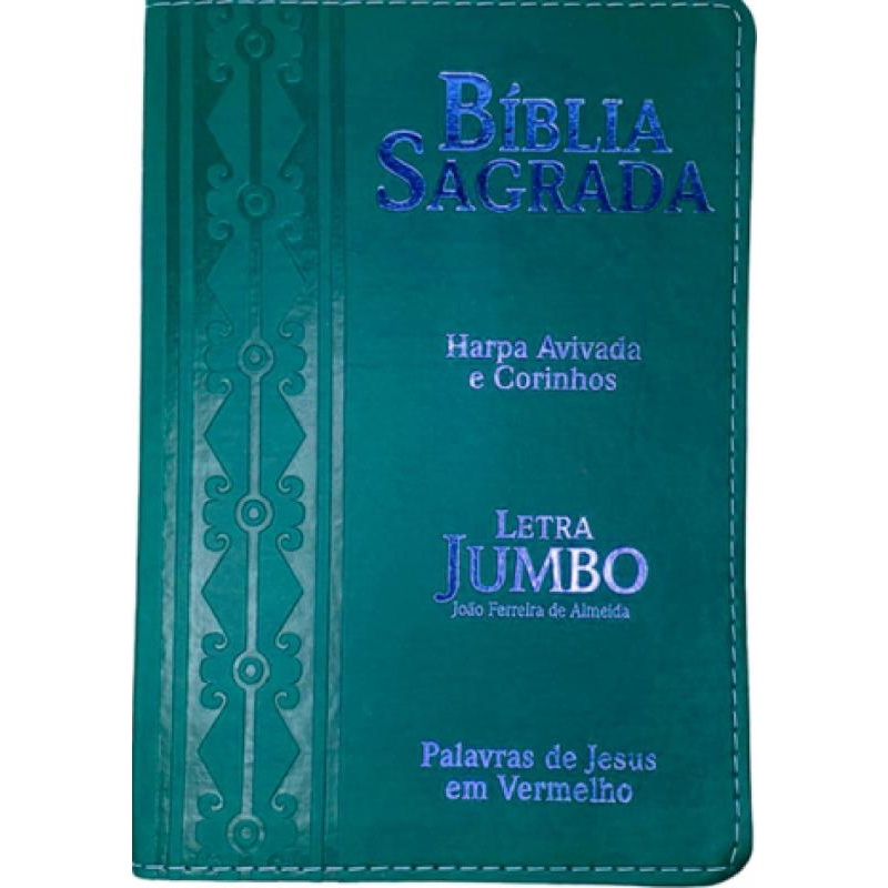 Bíblia Sagrada arc Letra Jumbo Harpa Capa Luxo Arabesco Azul Submarino