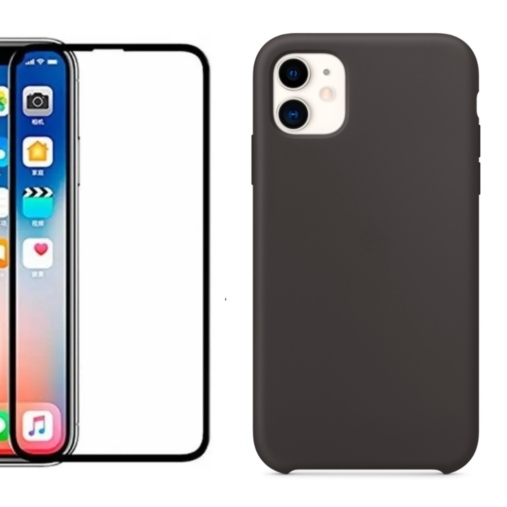 Capa Silicone Aveludada Preto Película 3D Para iPhone 11 no Shoptime