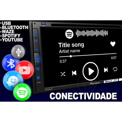 Kit Central Multim Dia Pioneer Avh Z Tv Aparelho Automotivo Som Pra