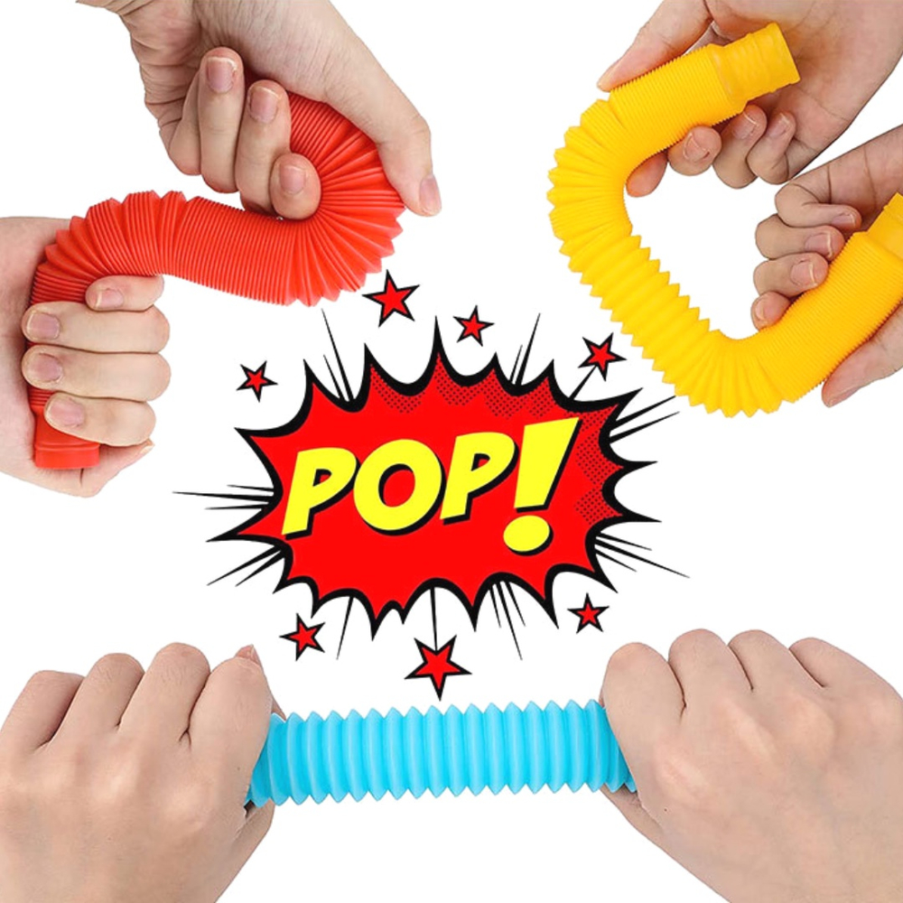 Pop tube cano Fidget Toy de Descompressão Sensorial Dedo Led