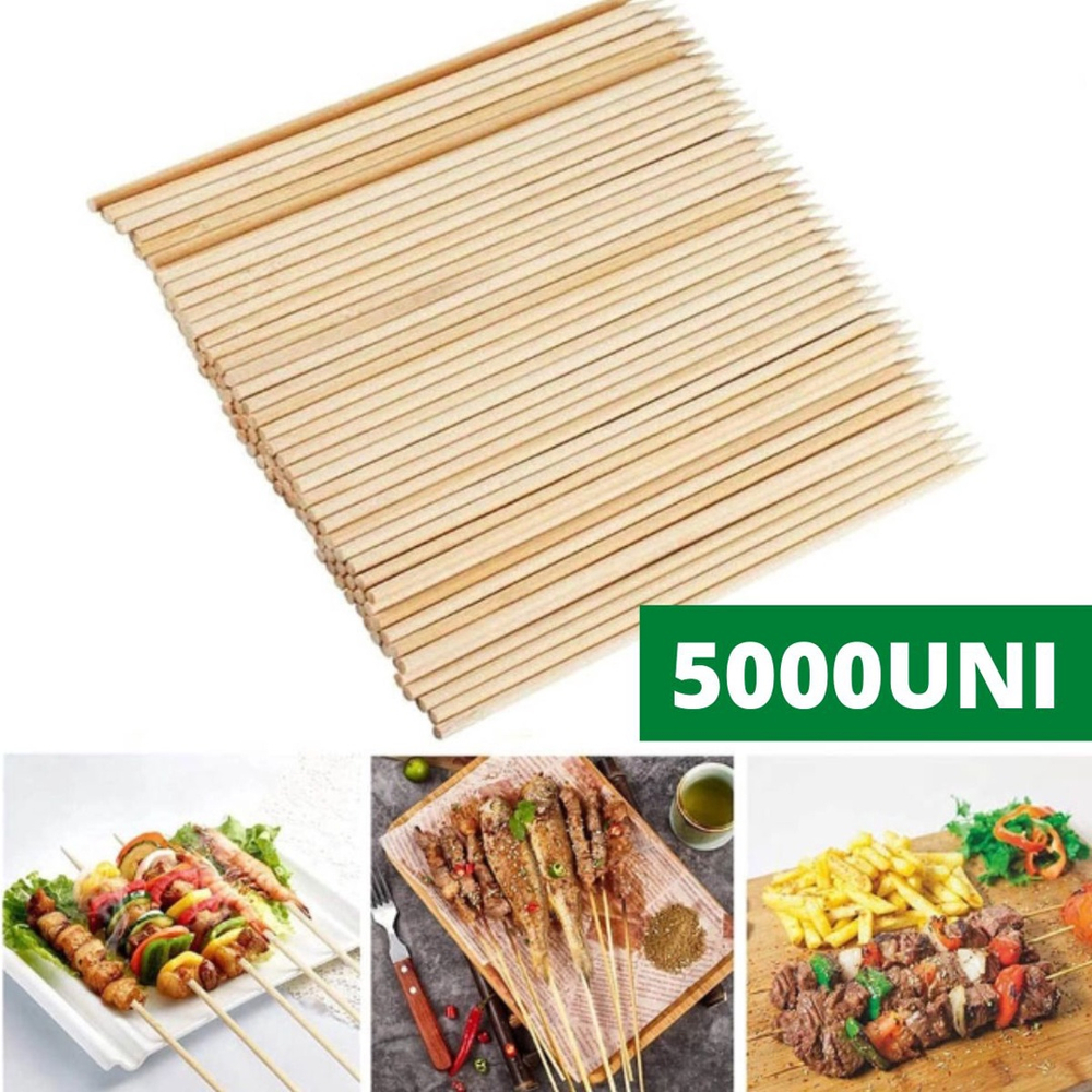 5000 Espetos Bambu Espetinho Churrasco 25cm Madeira 100 Pct No Shoptime